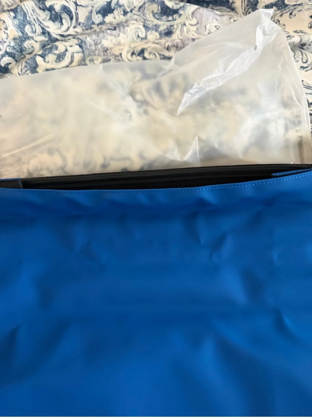 NWt•Rains Blue and Black Roll-Top Backpack•MSRP $155